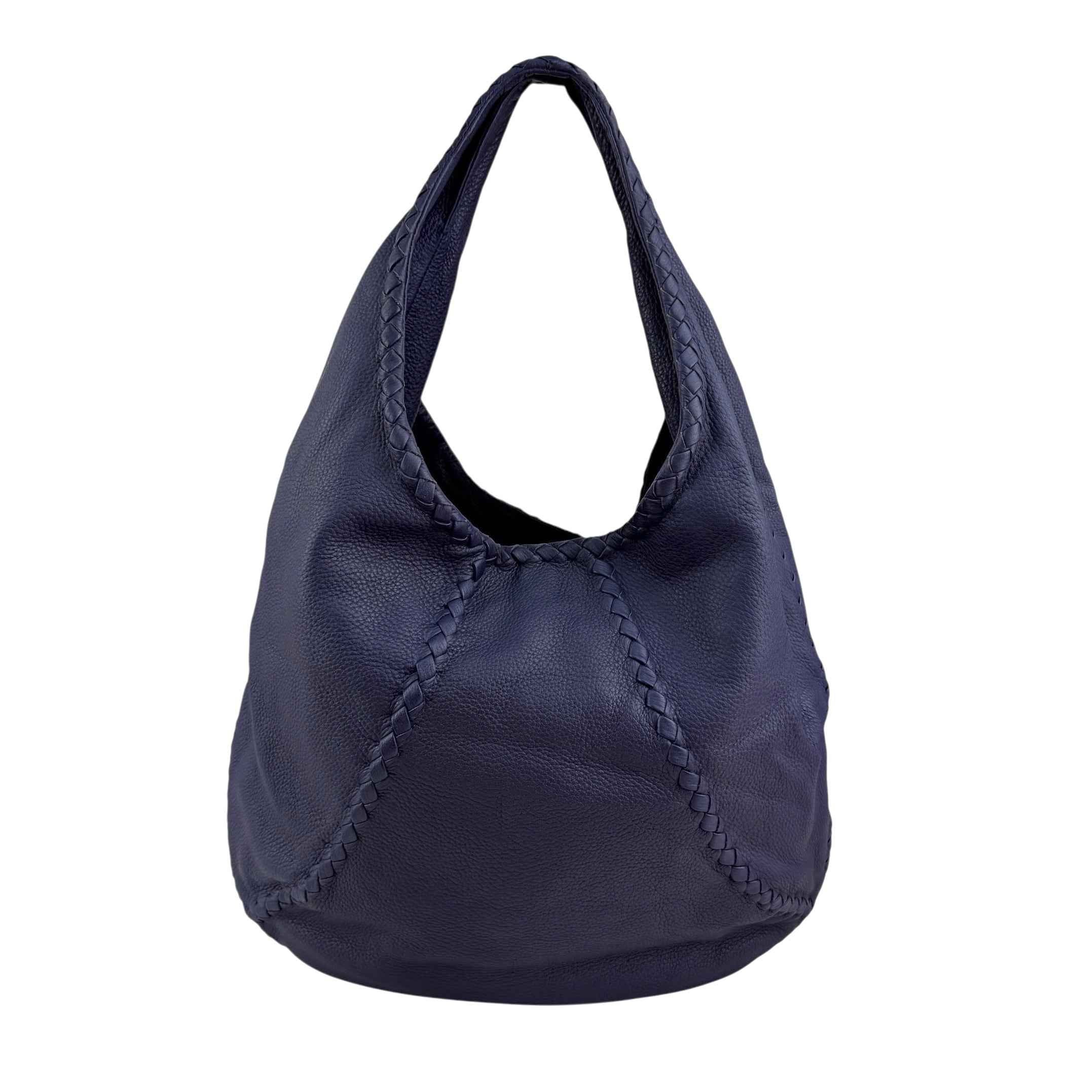 Bottega Veneta Bering Cervo Leather Large Baseball Hobo Bag