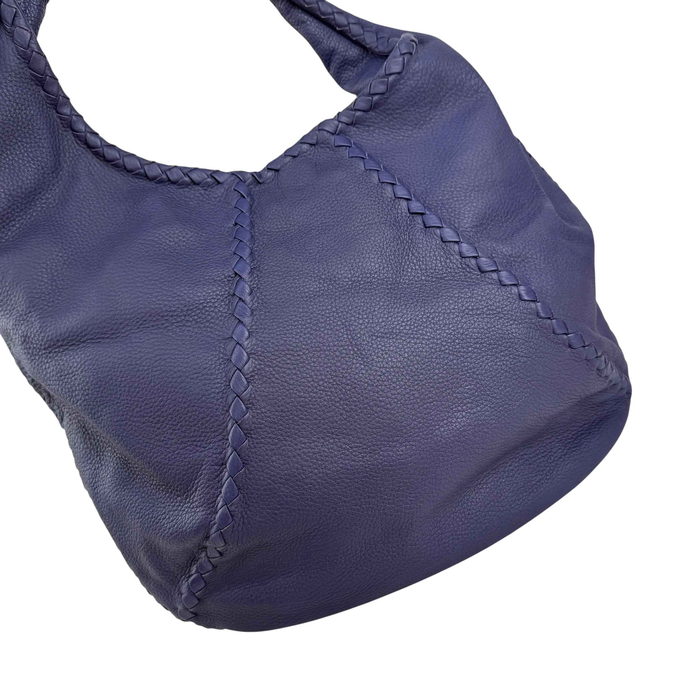 Bottega Veneta Bering Cervo Leather Large Baseball Hobo Bag