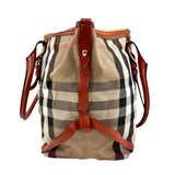 Pre-owned Burberry Leather and Bridle House Check Canvas Salisbury Tote Bag