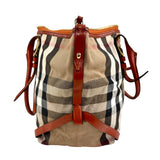 Pre-owned Burberry Leather and Bridle House Check Canvas Salisbury Tote Bag