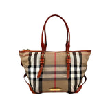 Burberry Leather and Bridle House Check Canvas Salisbury Tote Bag