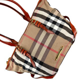 Burberry Leather and Bridle House Check Canvas Salisbury Tote Bag