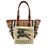 Burberry Leather and Bridle House Check Canvas Salisbury Tote Bag