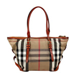 Burberry Leather and Bridle House Check Canvas Salisbury Tote Bag