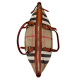 Pre-owned Burberry Leather and Bridle House Check Canvas Salisbury Tote Bag