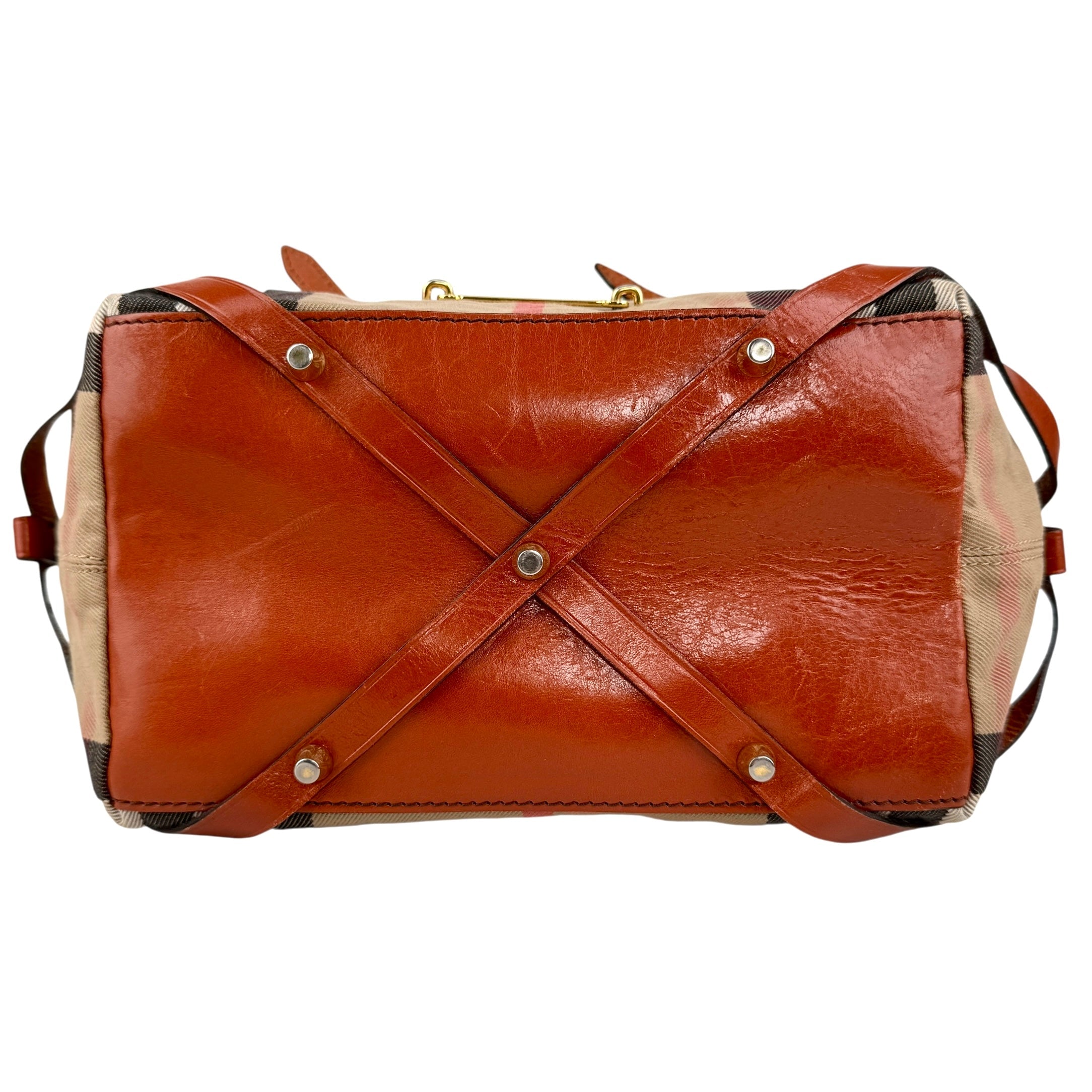 Pre-owned Burberry Leather and Bridle House Check Canvas Salisbury Tote Bag