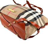 Pre-owned Burberry Leather and Bridle House Check Canvas Salisbury Tote Bag
