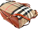 Pre-owned Burberry Leather and Bridle House Check Canvas Salisbury Tote Bag
