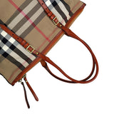 Pre-owned Burberry Leather and Bridle House Check Canvas Salisbury Tote Bag