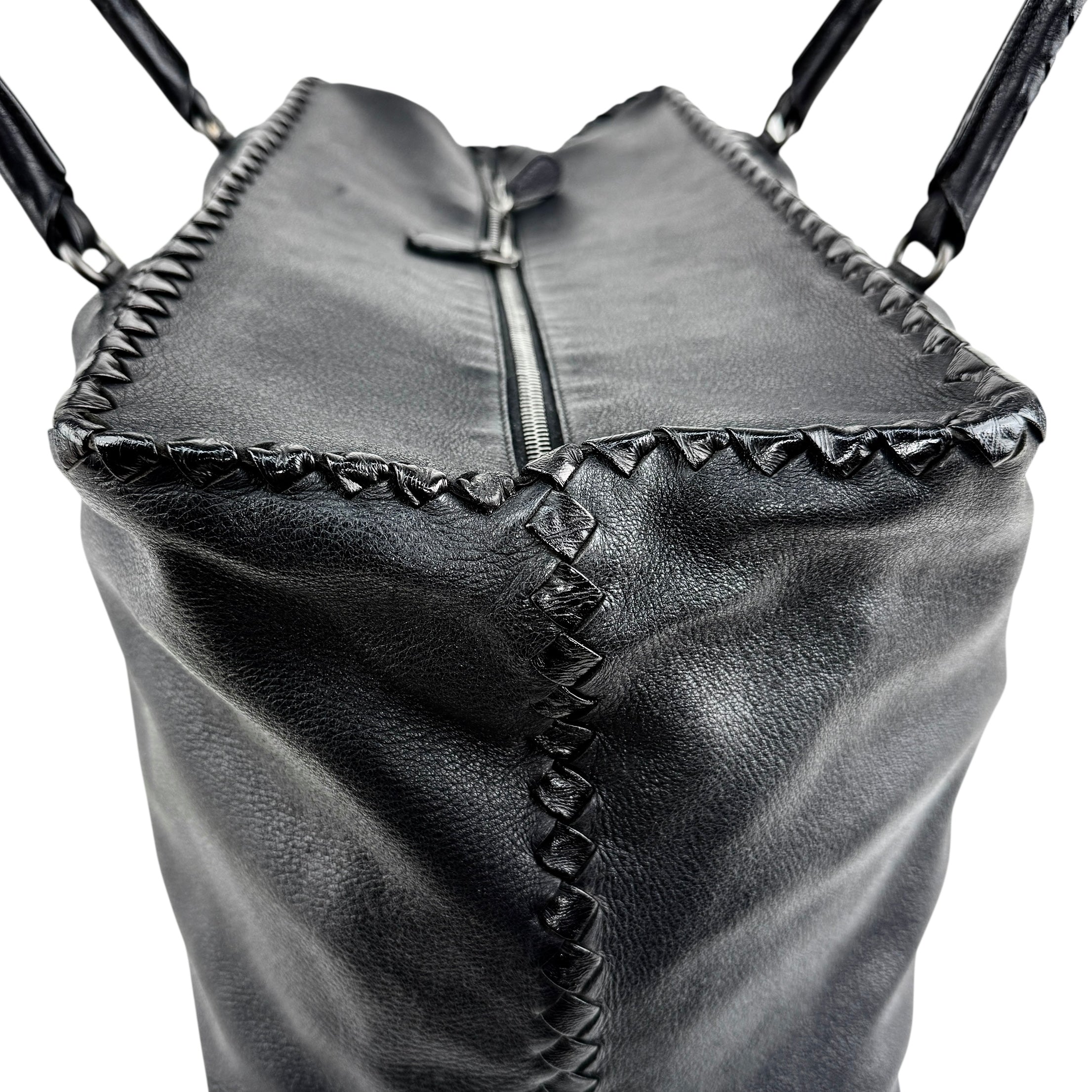 Pre-owned Bottega Veneta Black Intrecciato Trim Leather Tote
