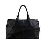 Bottega Veneta Black Intrecciato Trim Leather Tote