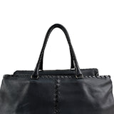Pre-owned Bottega Veneta Black Intrecciato Trim Leather Tote