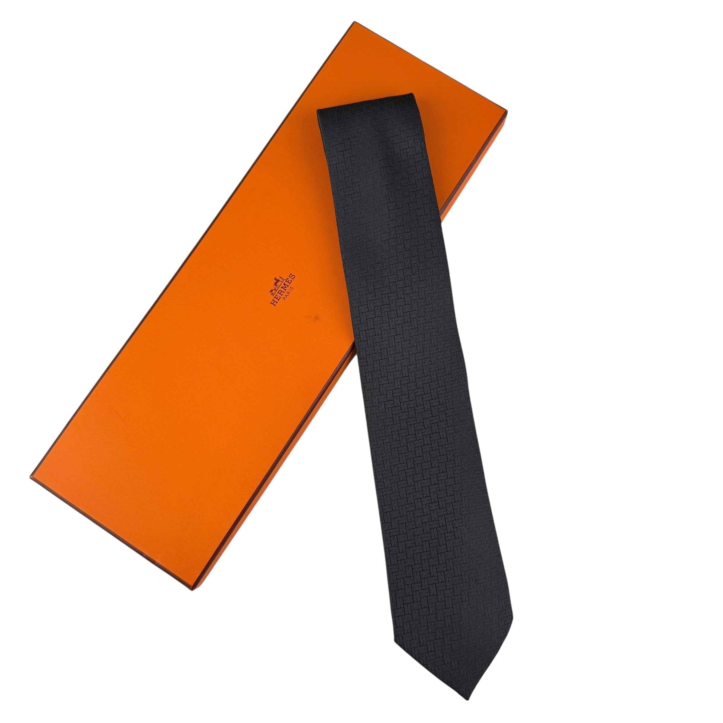 Hermès Black Silk Tie