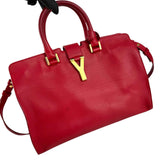 Saint Laurent Red Calfskin Leather Classic Medium Y Cabas Bag
