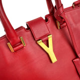 Pre-owned Saint Laurent Red Calfskin Leather Classic Medium Y Cabas Bag