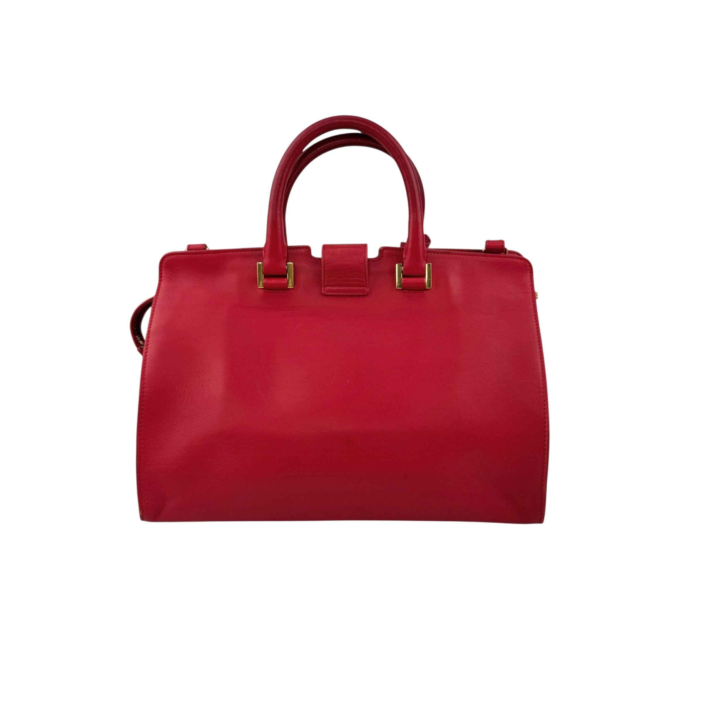 Saint Laurent Red Calfskin Leather Classic Medium Y Cabas Bag