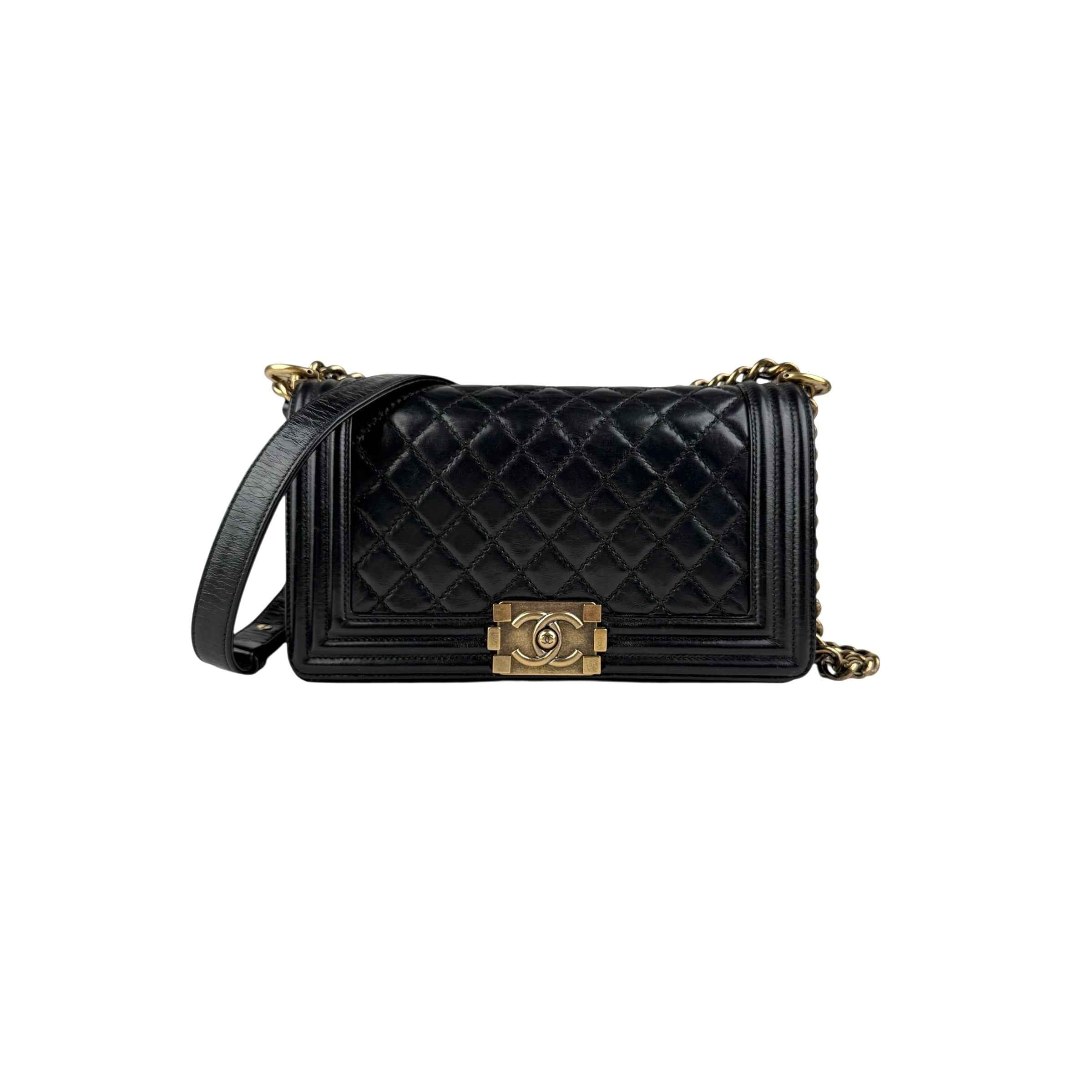 Chanel Black Quilted Leather Medium Boy Flap Bag