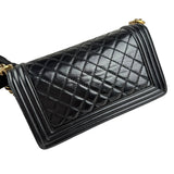 Pre-owned Chanel Black Quilted Leather Medium Boy Flap Bag