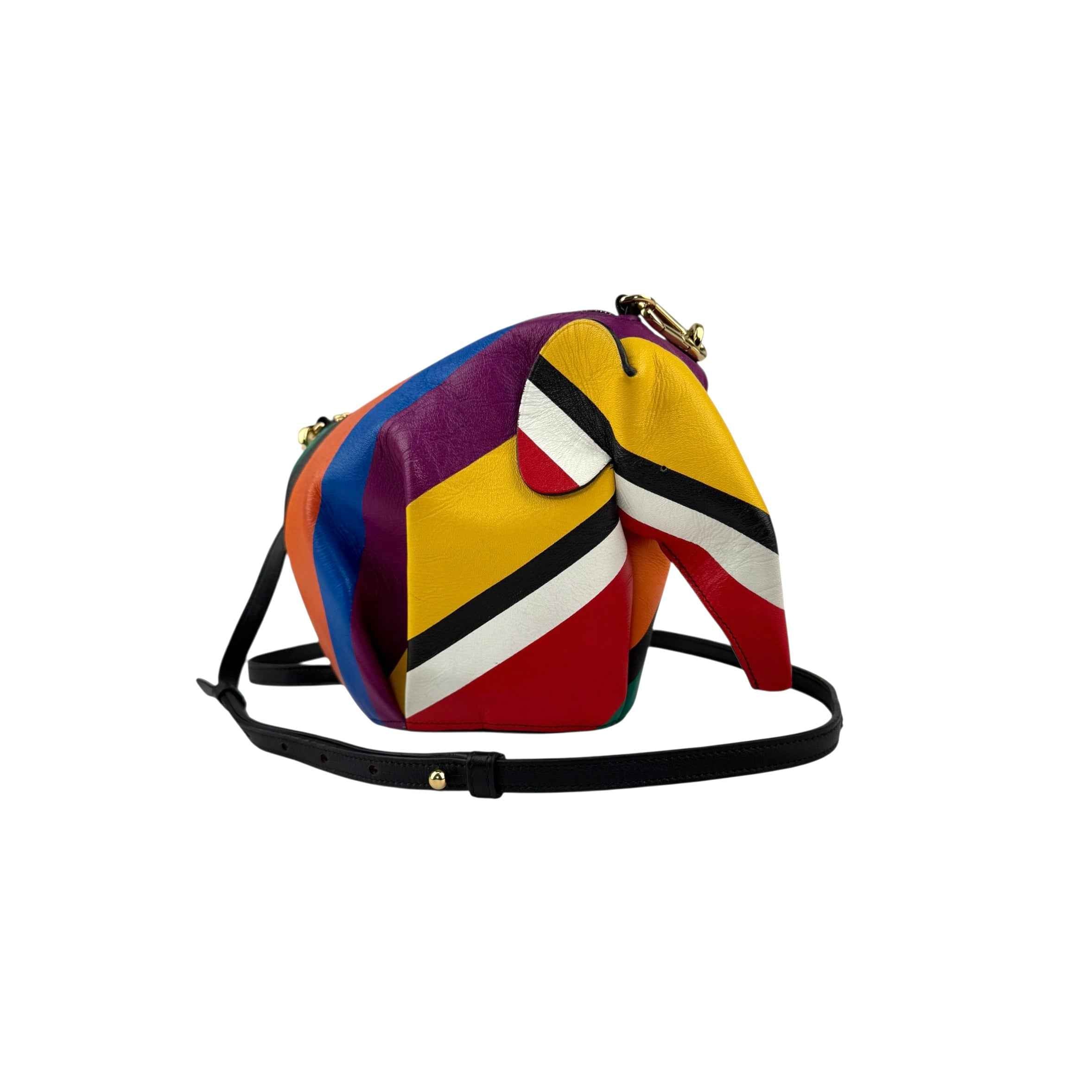 Loewe Multicolor Leather Mini Striped Elephant Crossbody Bag