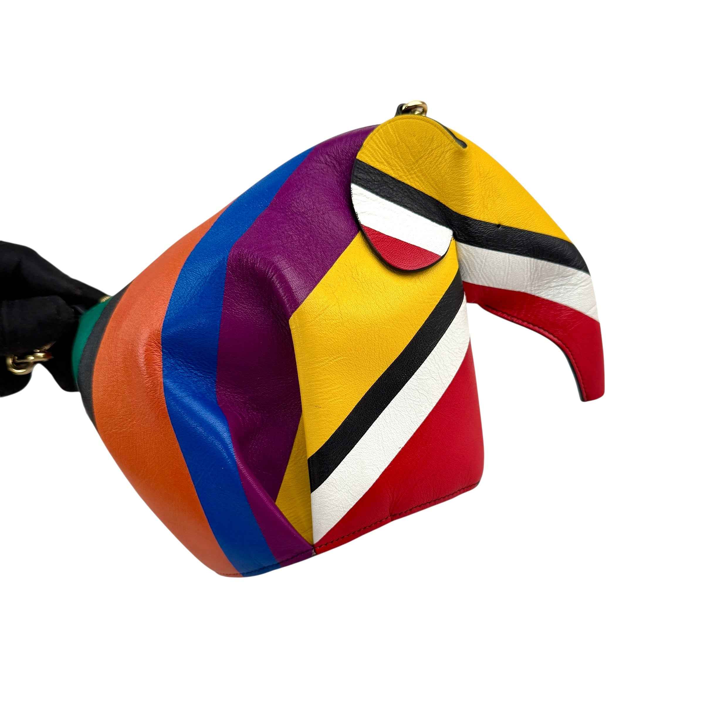Loewe Multicolor Leather Mini Striped Elephant Crossbody Bag