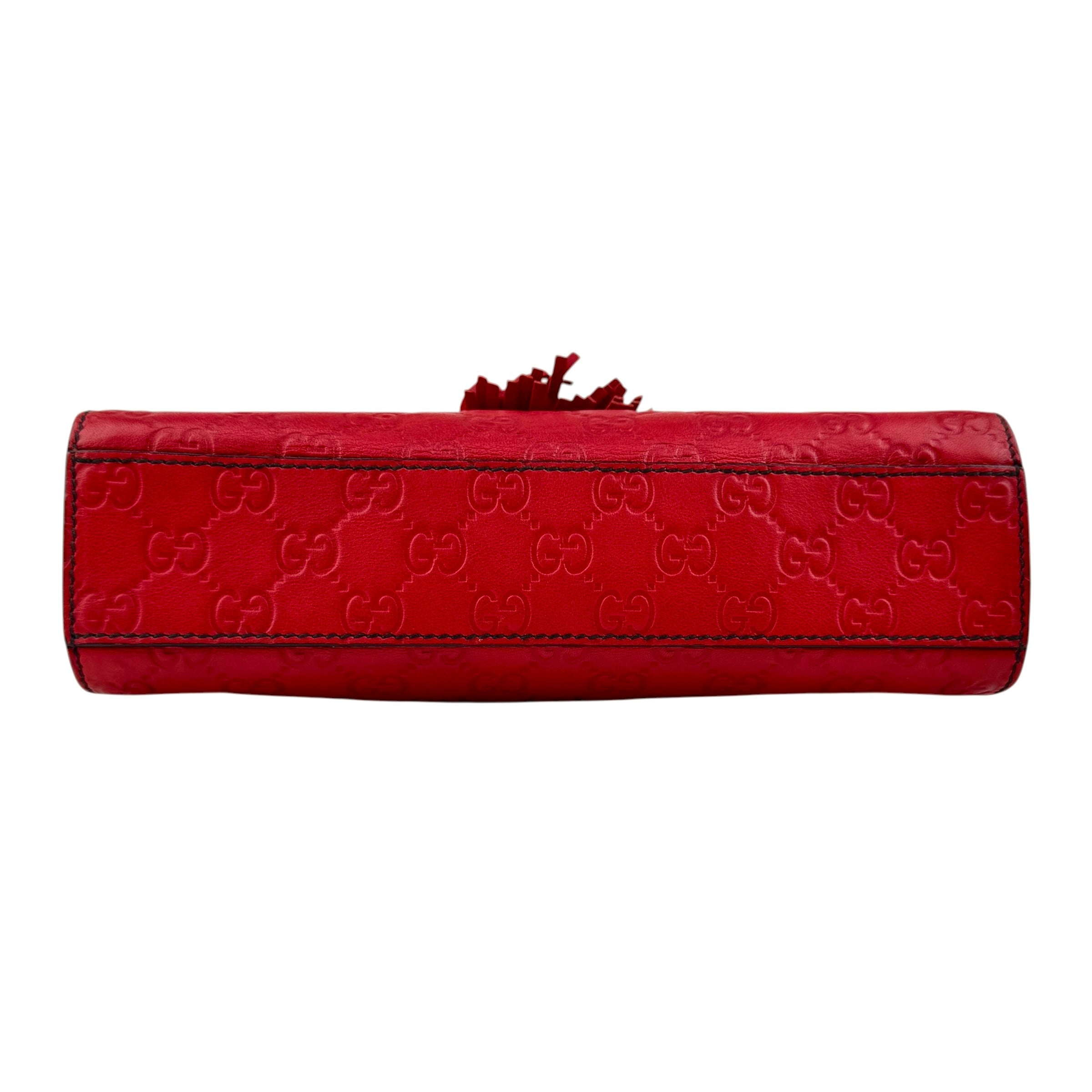 Pre-owned Gucci Red Guccissima Leather Emily Original Chain Large Shoulder Bag