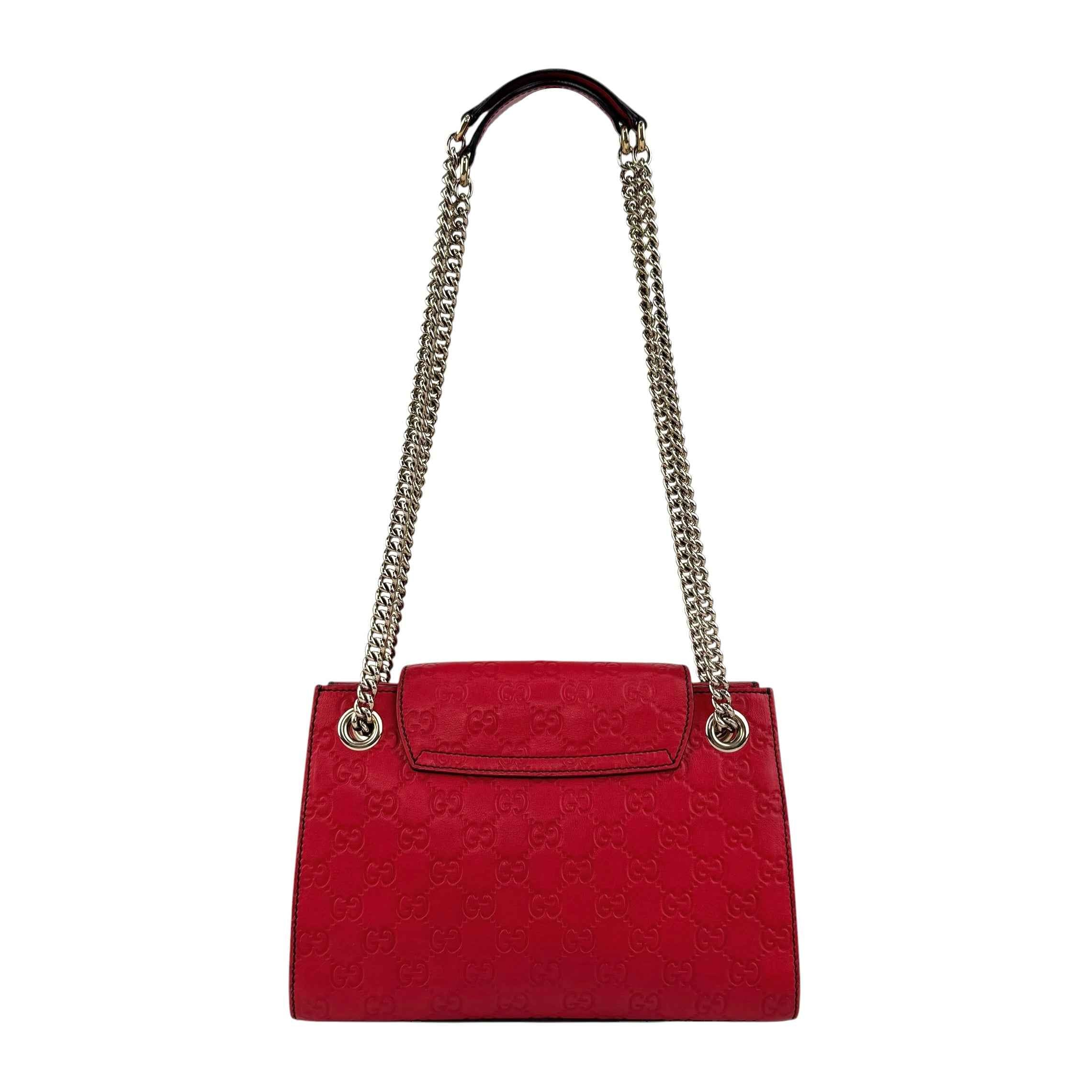 Gucci Red Guccissima Leather Emily Original Chain Large Shoulder Bag