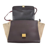 Pre-owned Celine Burgundy Tri-Color Smooth Calfskin Leather Medium Trapeze Bag