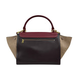 Celine Burgundy Tri-Color Smooth Calfskin Leather Medium Trapeze Bag