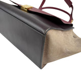 Pre-owned Celine Burgundy Tri-Color Smooth Calfskin Leather Medium Trapeze Bag