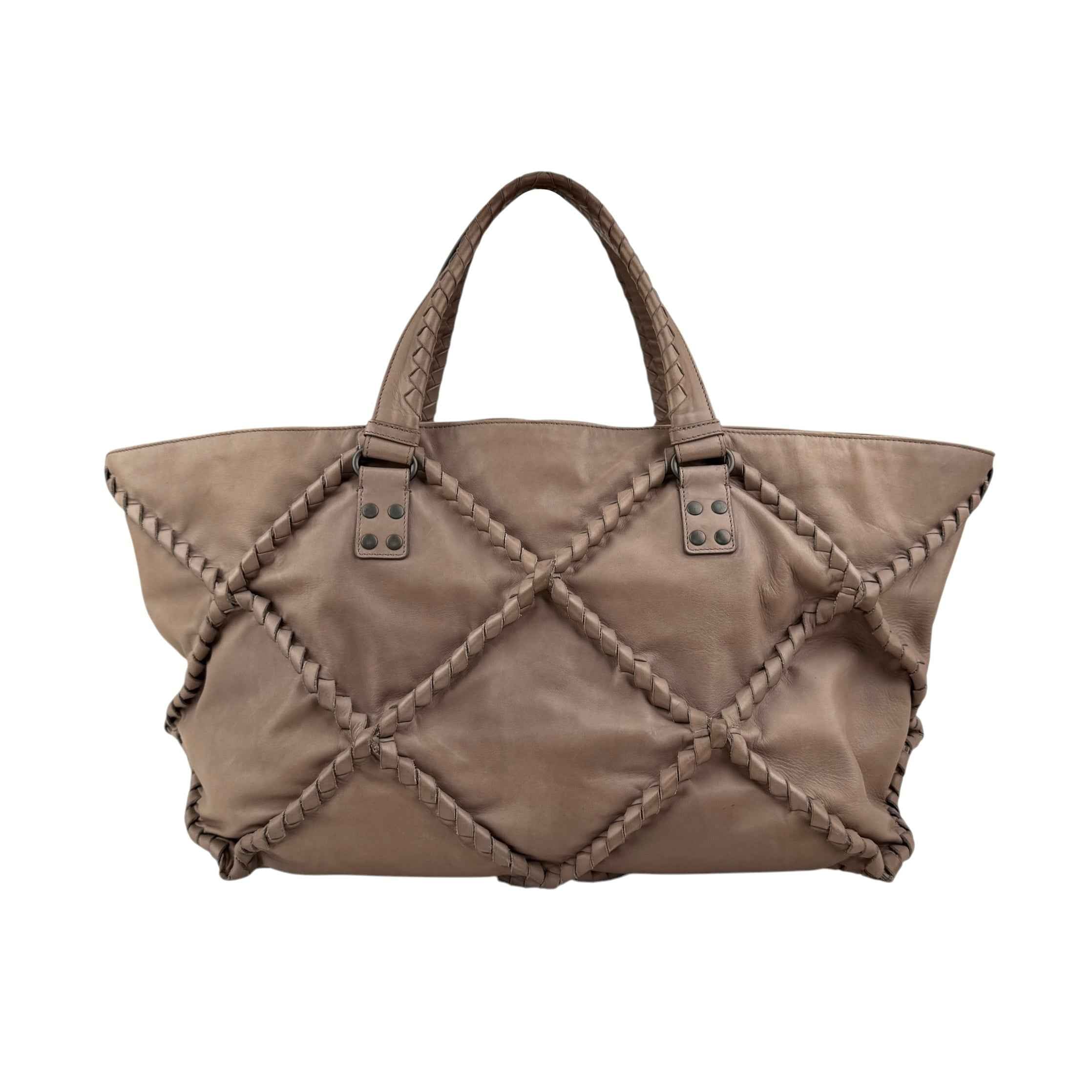 Bottega Veneta Calfskin Intrecciato Diamond Tote Pompei