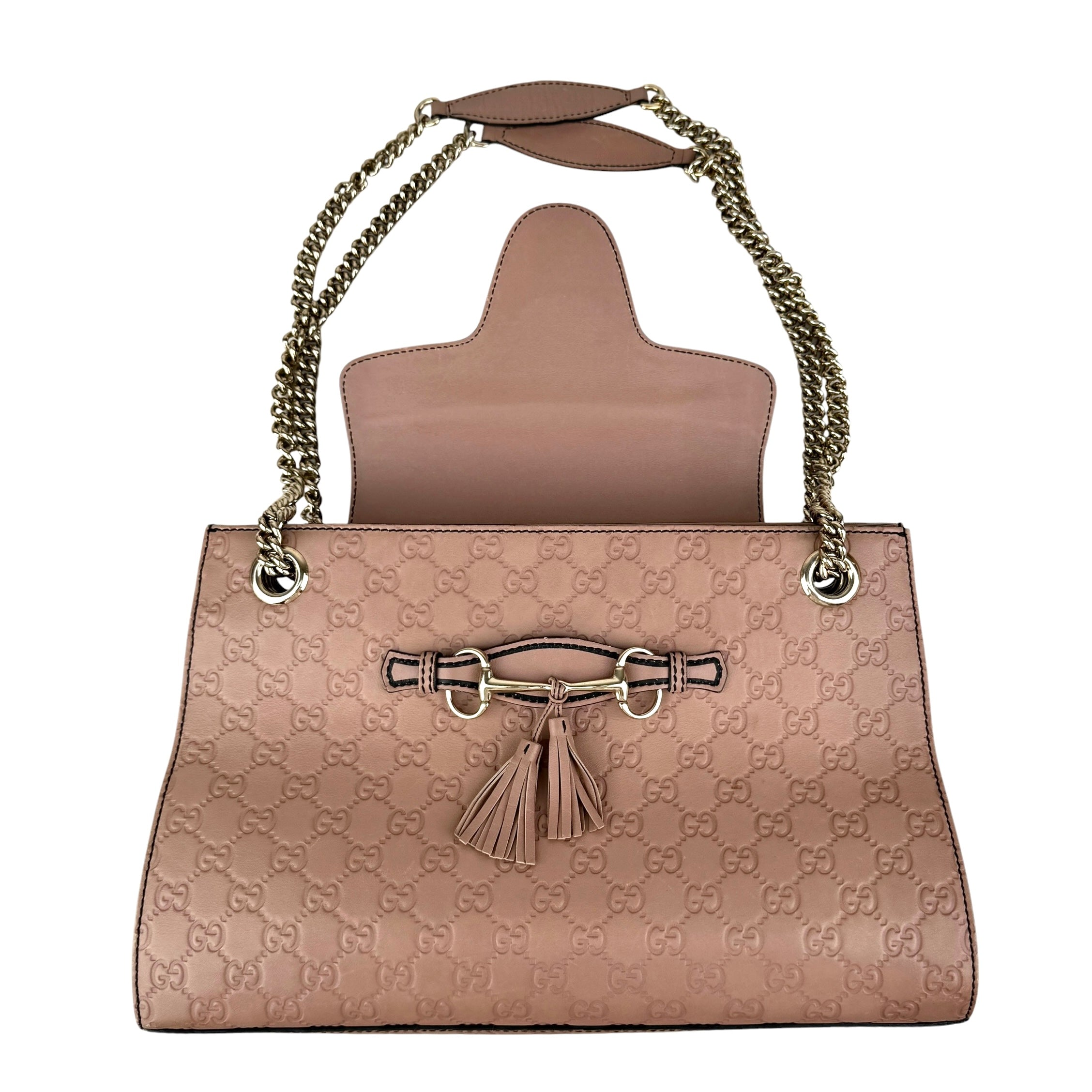 Pre-owned Gucci Camelia Guccissima Leather Emily Chain Shoulder Bag