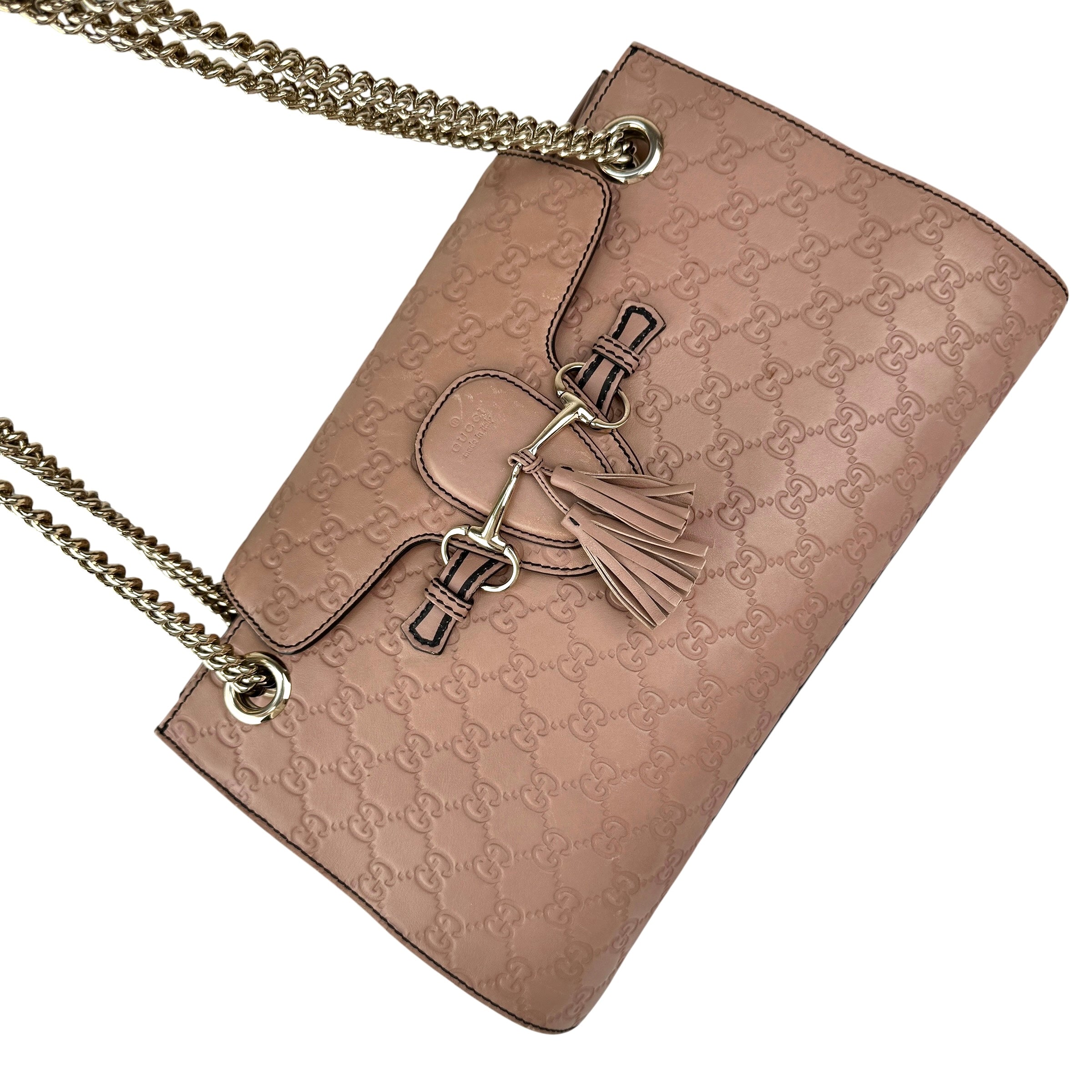 Pre-owned Gucci Camelia Guccissima Leather Emily Chain Shoulder Bag