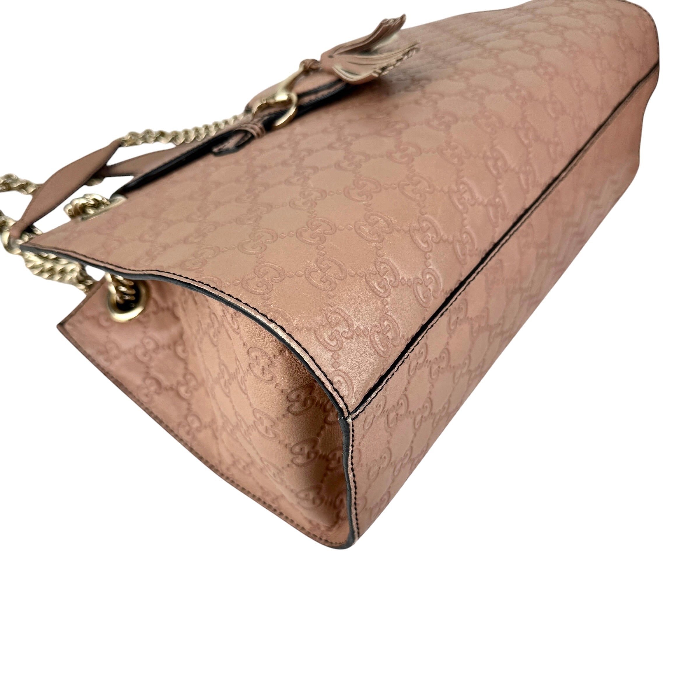 Pre-owned Gucci Camelia Guccissima Leather Emily Chain Shoulder Bag