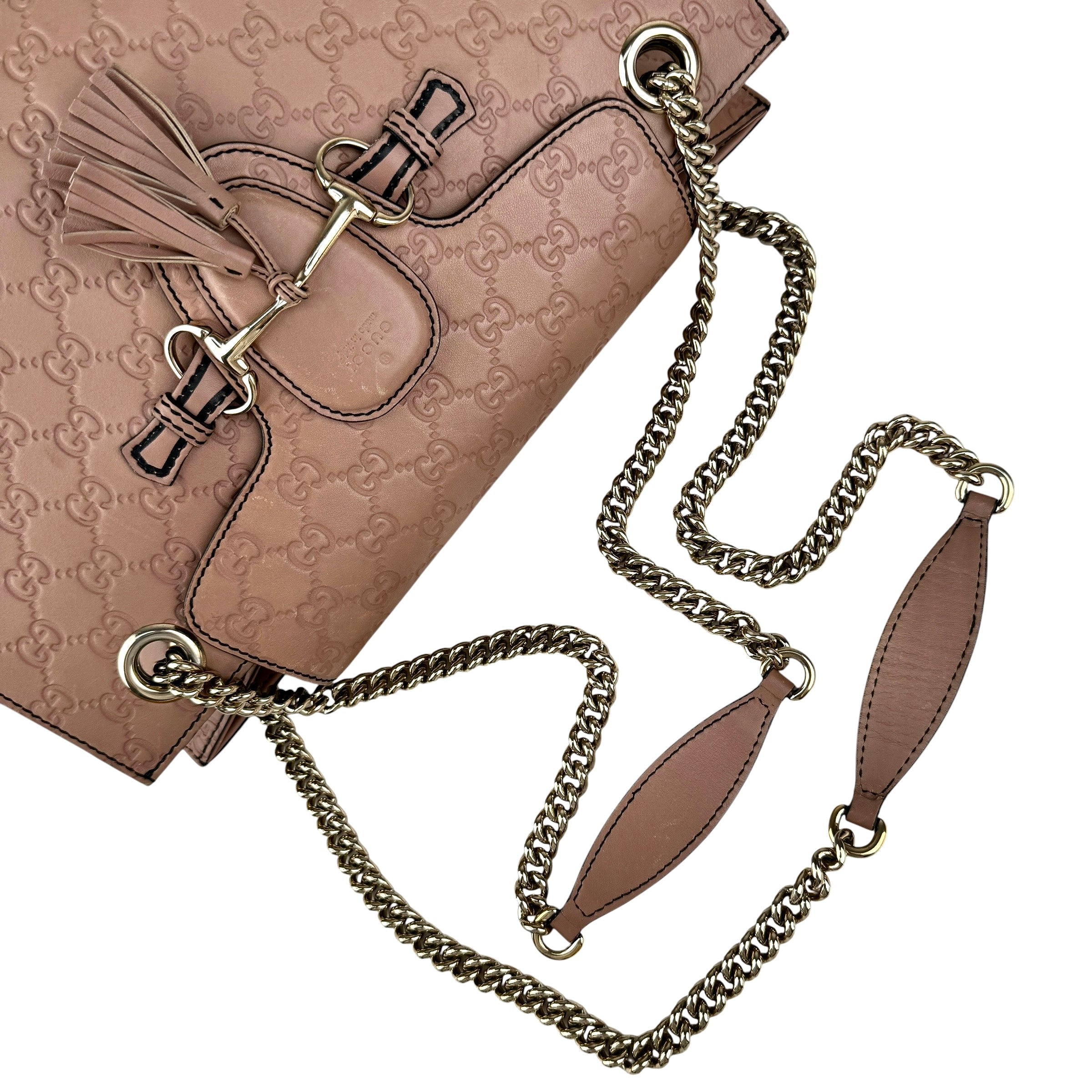 Pre-owned Gucci Camelia Guccissima Leather Emily Chain Shoulder Bag