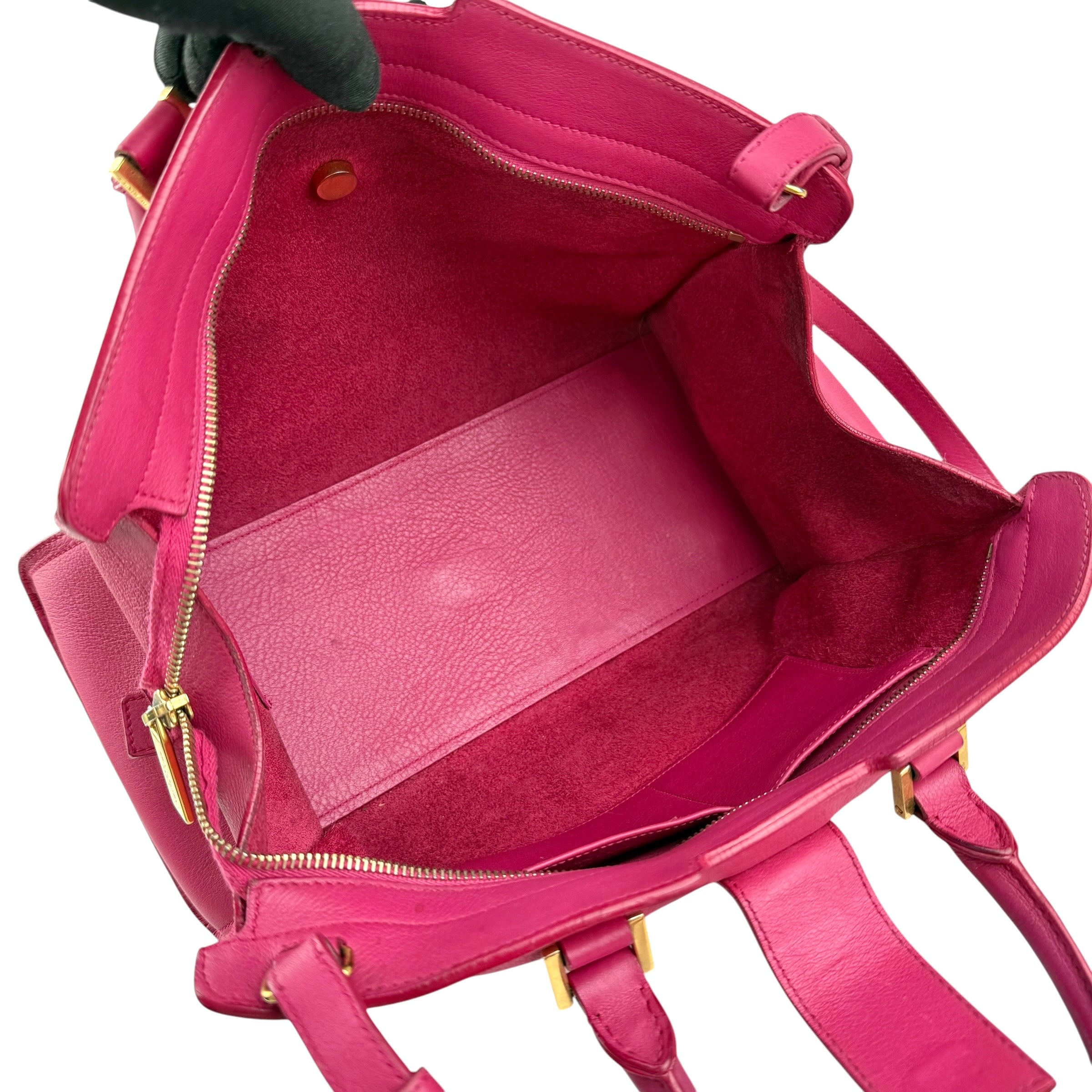 Pre-owned Saint Laurent Fuchsia Calfskin Leather Classic Medium Y Cabas Bag