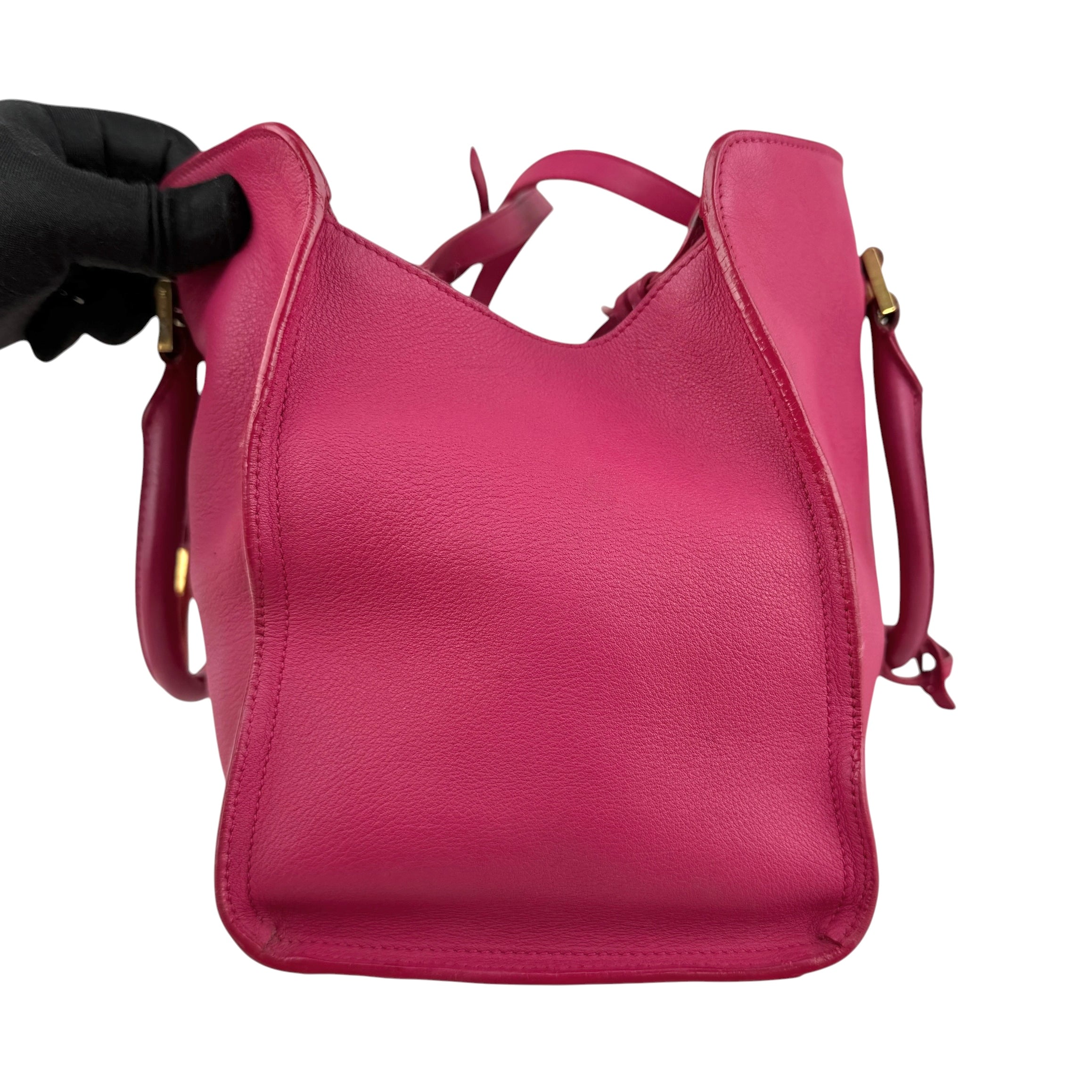 Pre-owned Saint Laurent Fuchsia Calfskin Leather Classic Medium Y Cabas Bag