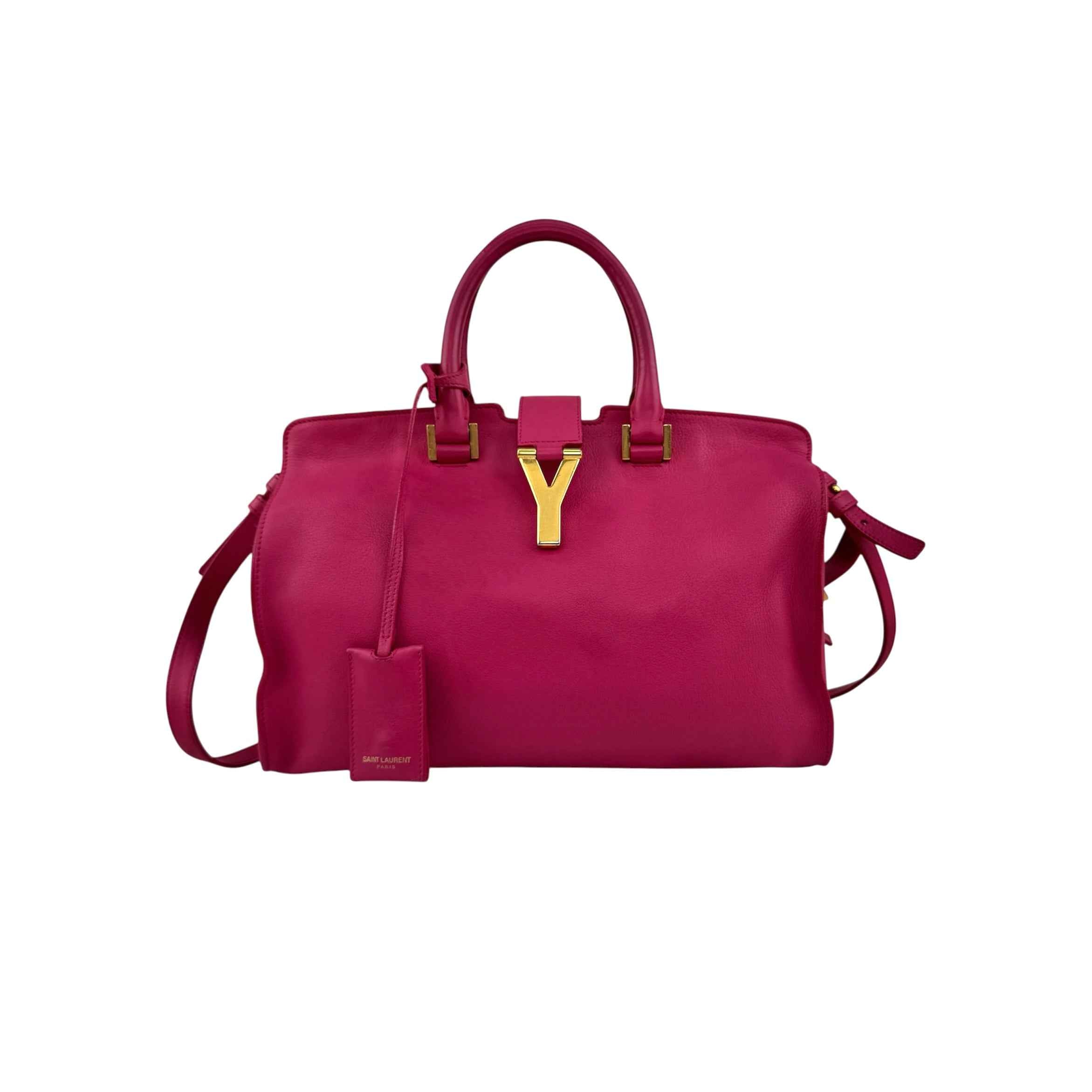 Saint Laurent Fuchsia Calfskin Leather Classic Medium Y Cabas Bag