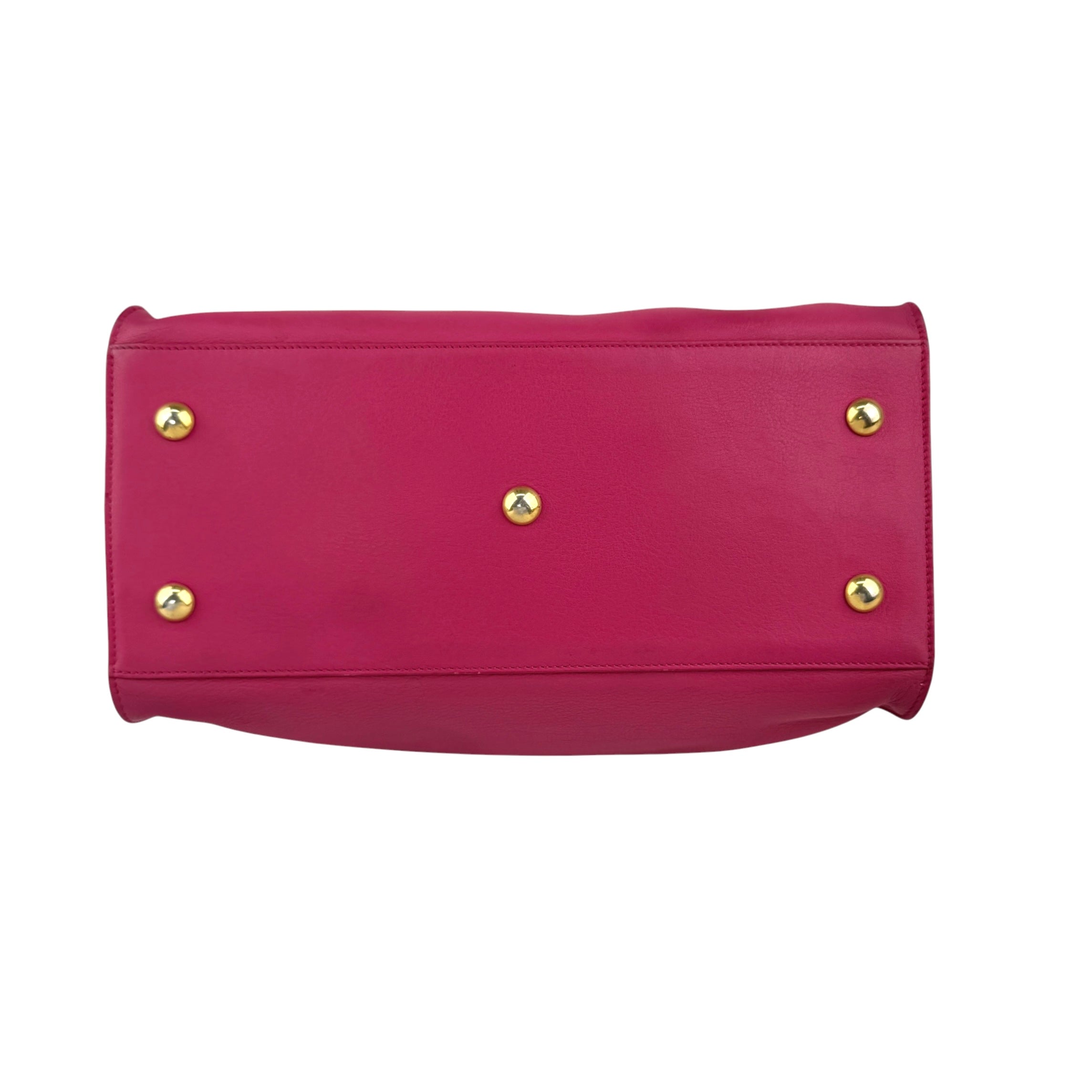 Pre-owned Saint Laurent Fuchsia Calfskin Leather Classic Medium Y Cabas Bag