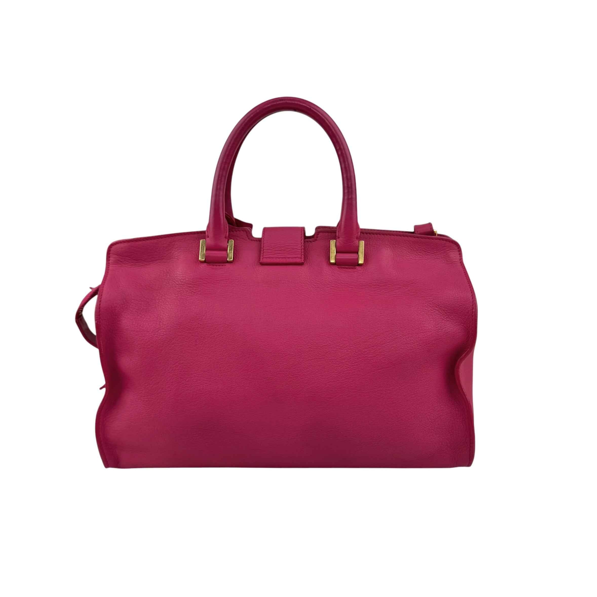 Saint Laurent Fuchsia Calfskin Leather Classic Medium Y Cabas Bag