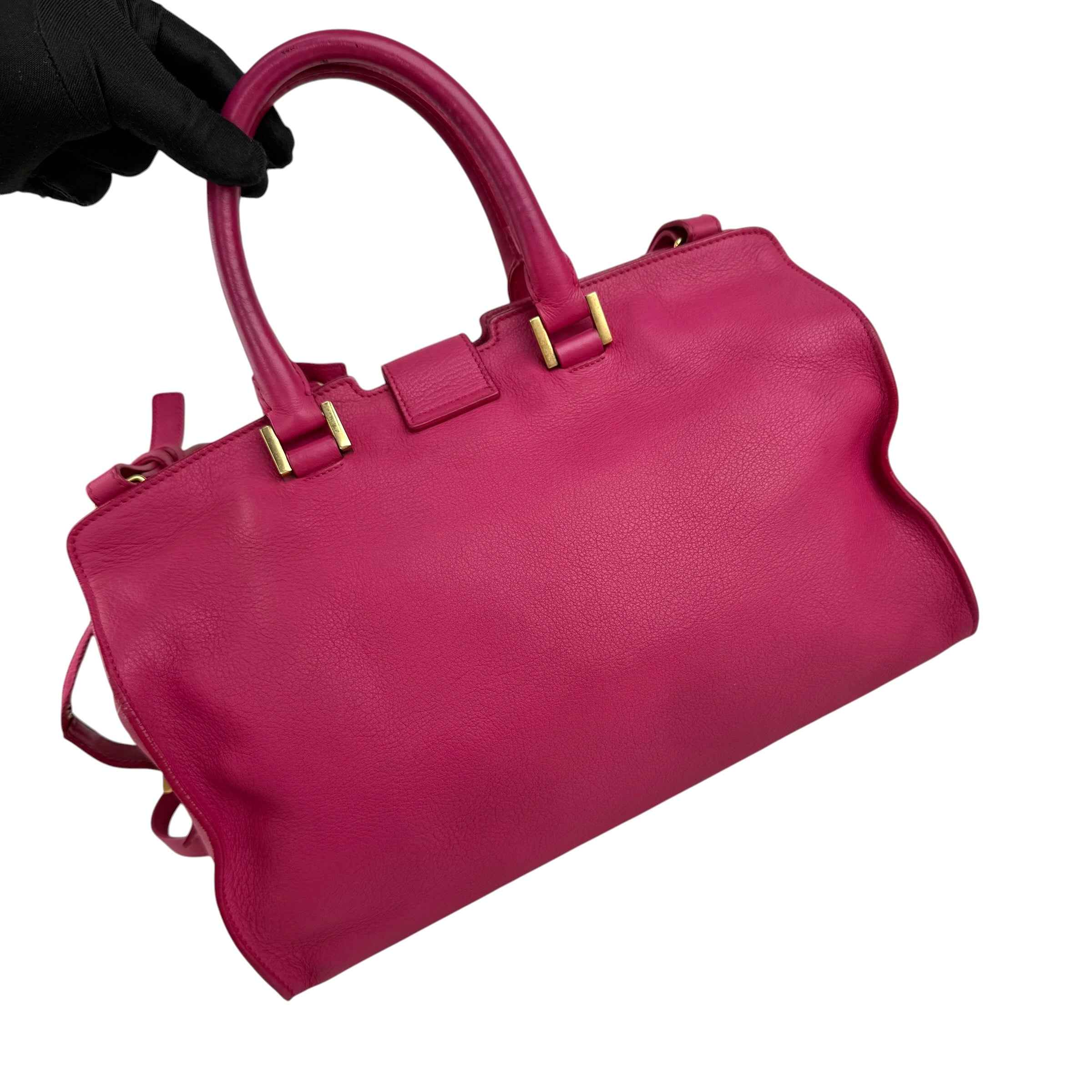 Saint Laurent Fuchsia Calfskin Leather Classic Medium Y Cabas Bag