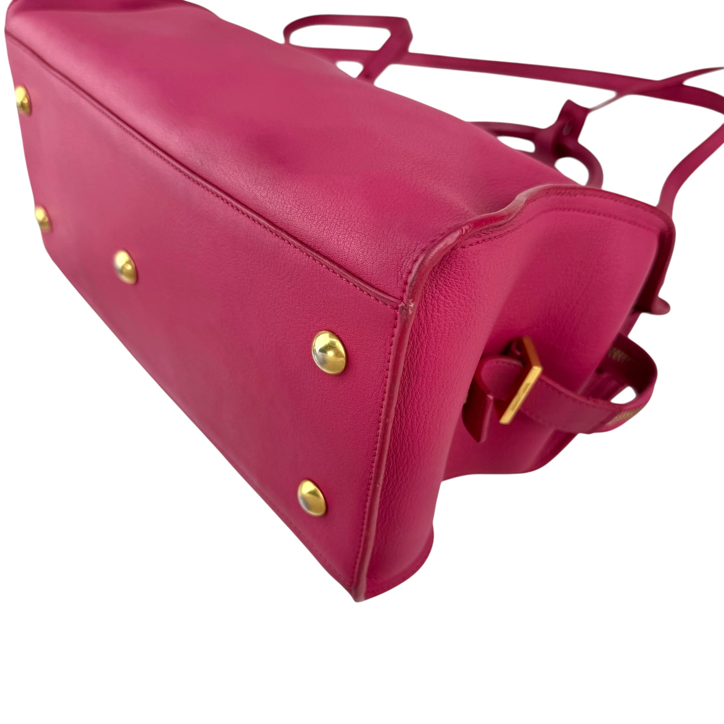 Pre-owned Saint Laurent Fuchsia Calfskin Leather Classic Medium Y Cabas Bag