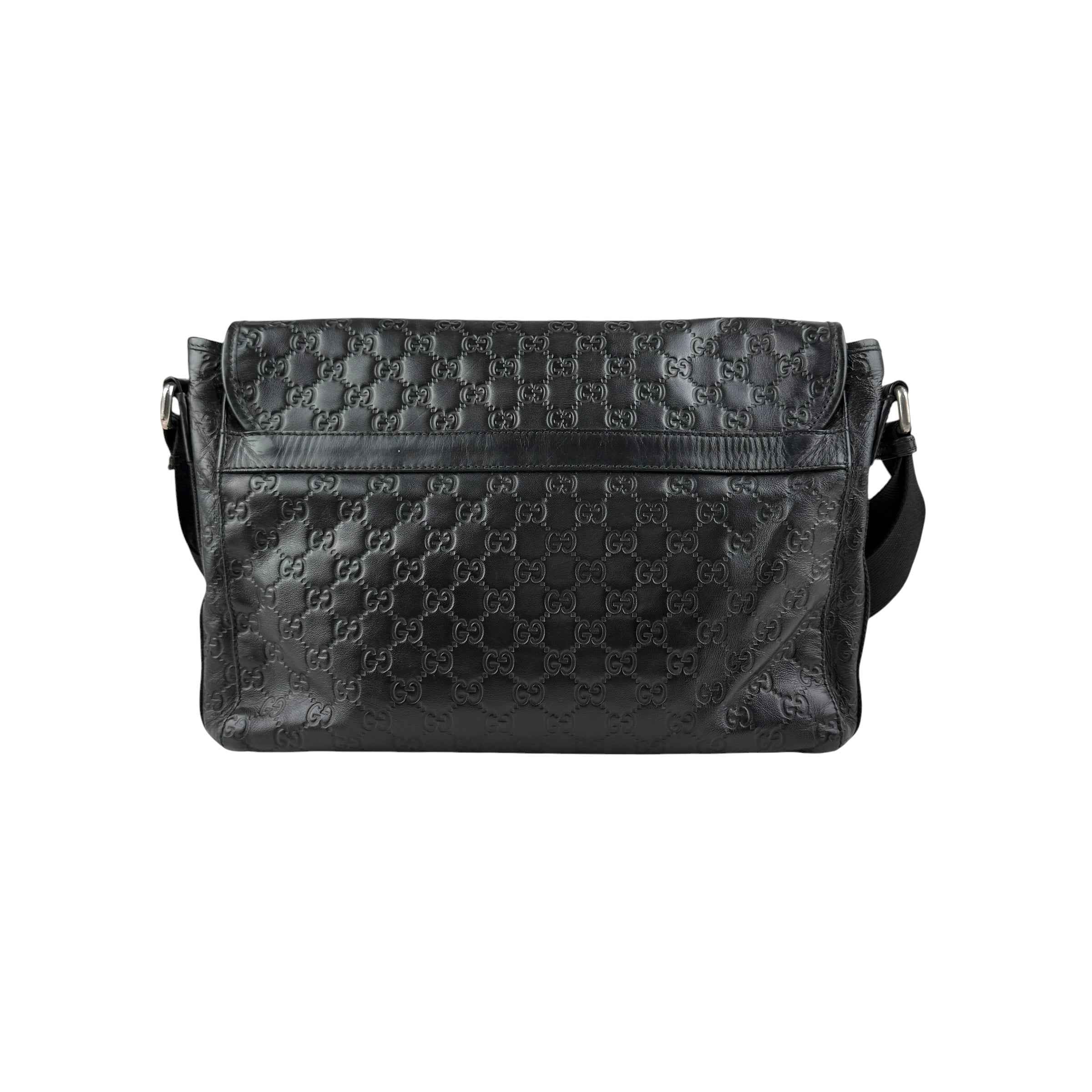 Gucci Black Guccissima Rubber Medium Messenger Bag