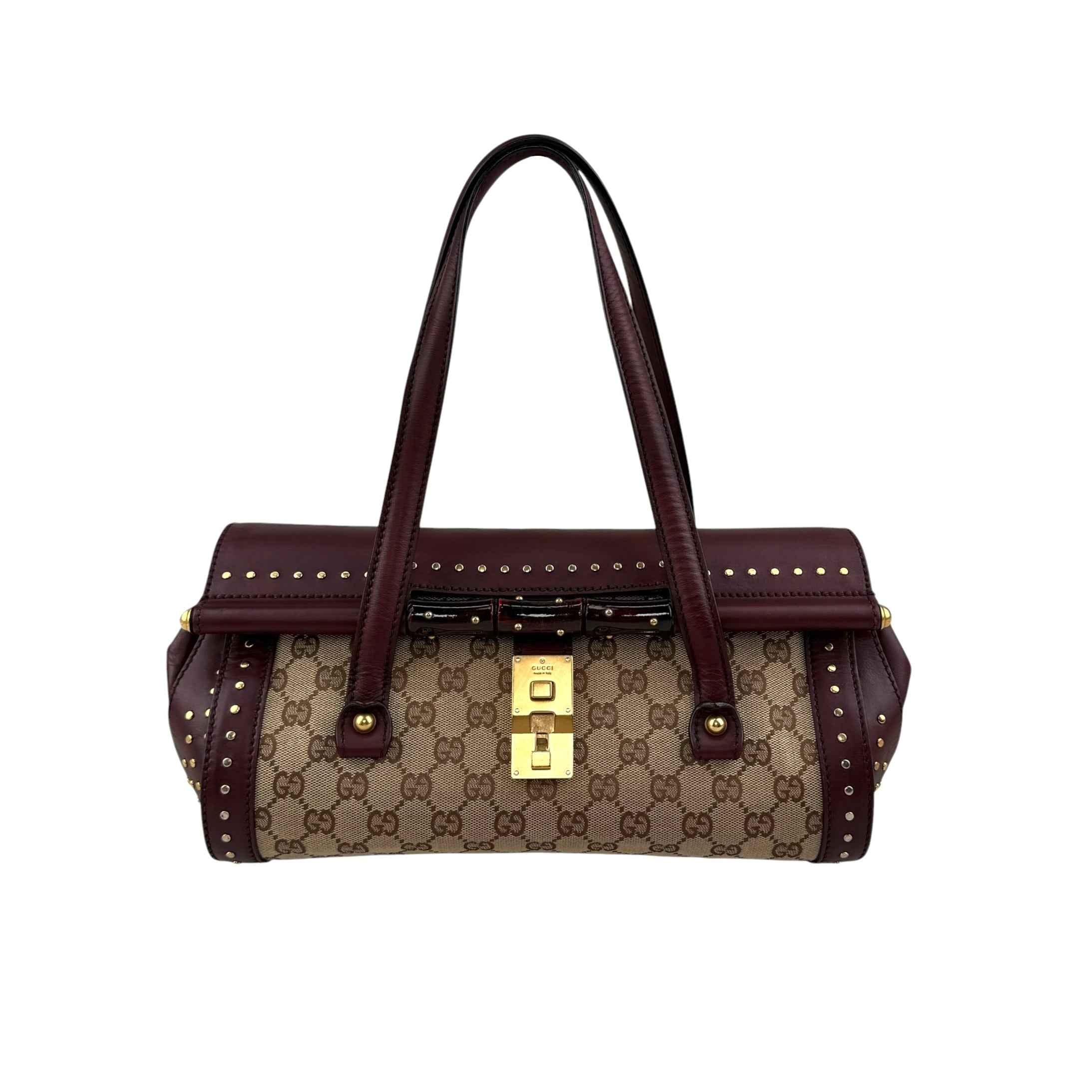 Gucci Beige/Ebony GG Canvas Bamboo Bullet Tote bag