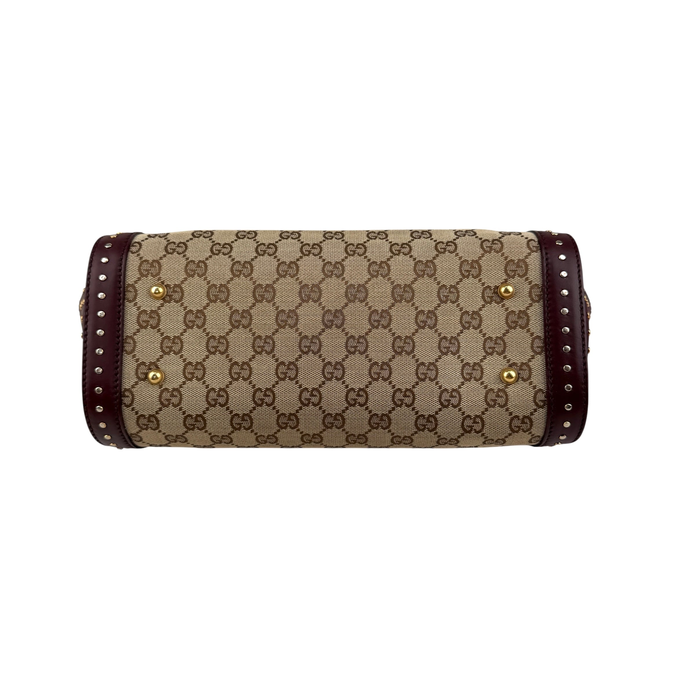 Pre-owned Gucci Beige/Ebony GG Canvas Bamboo Bullet Tote bag