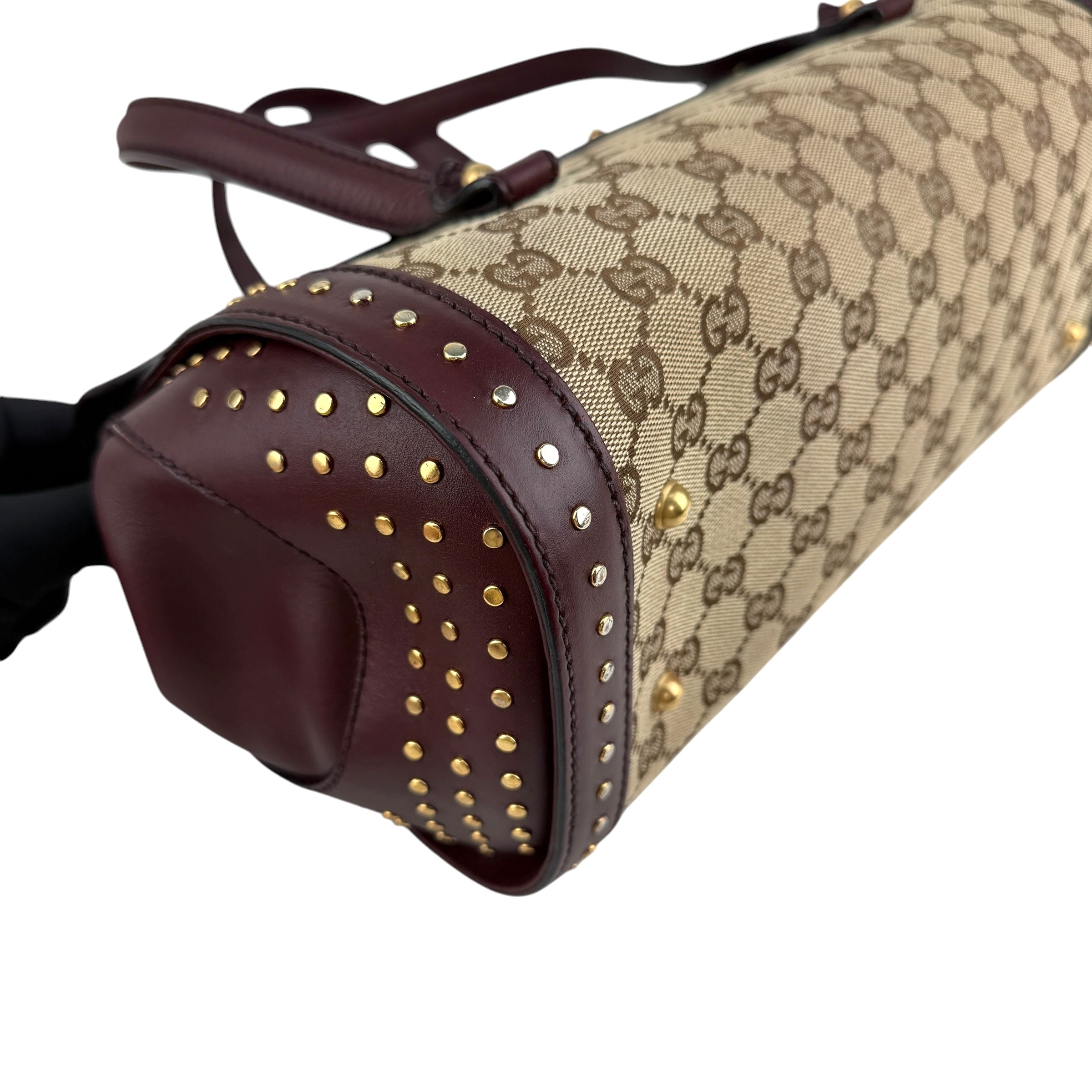 Pre-owned Gucci Beige/Ebony GG Canvas Bamboo Bullet Tote bag