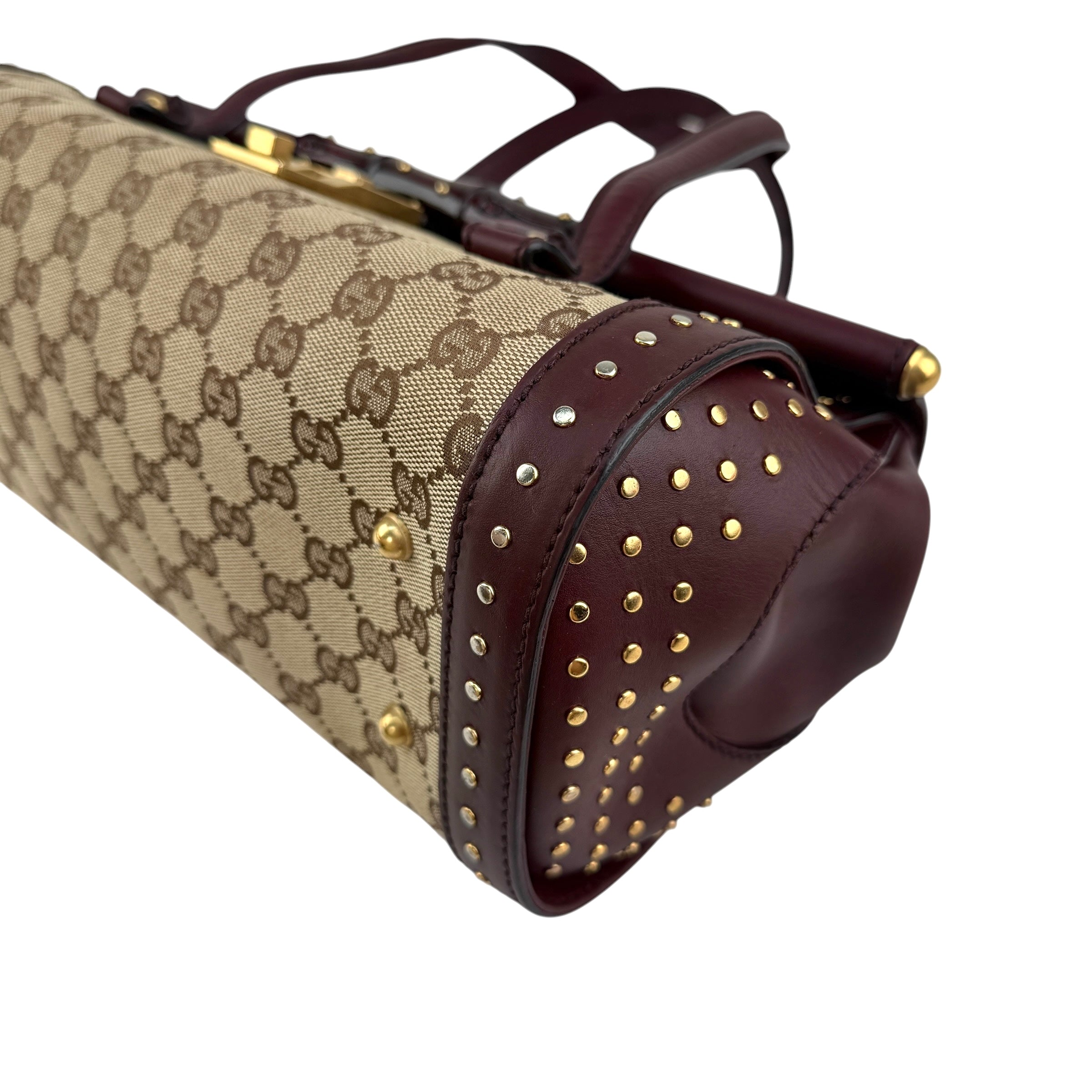 Pre-owned Gucci Beige/Ebony GG Canvas Bamboo Bullet Tote bag