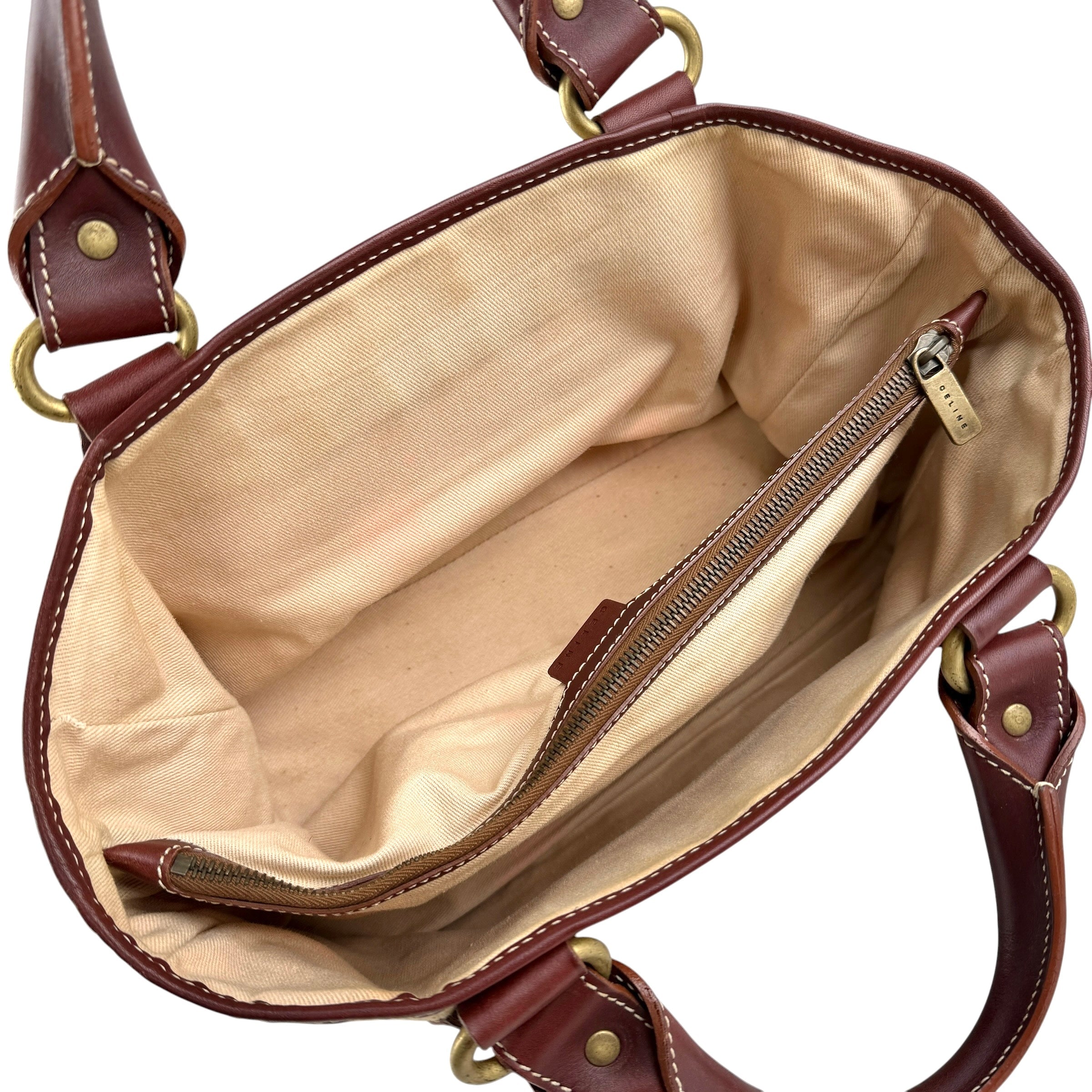 Pre-owned Celine Brown/Beige Macadam Canvas Leather Boogie Tote tote bag