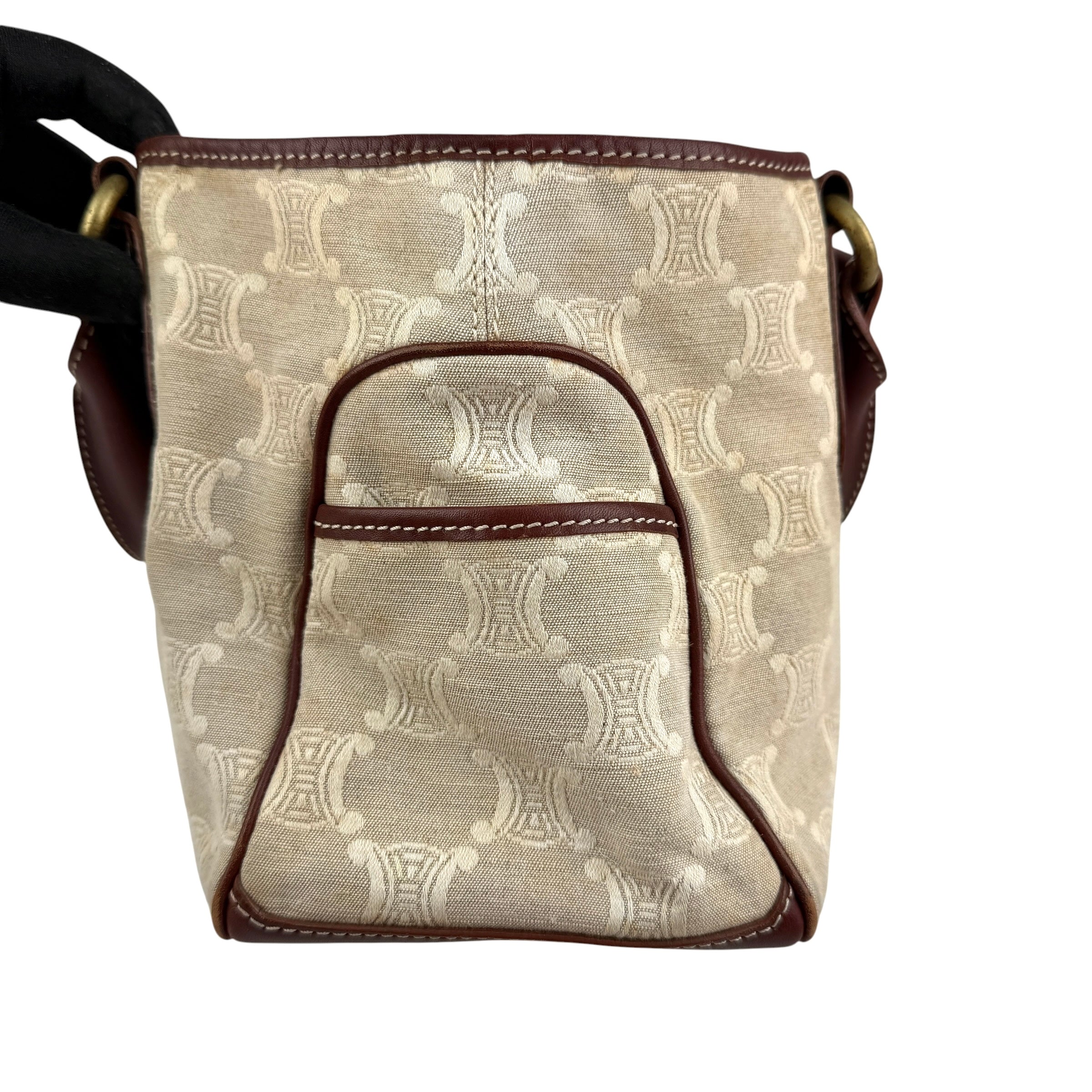 Pre-owned Celine Brown/Beige Macadam Canvas Leather Boogie Tote tote bag
