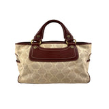 Pre-owned Celine Brown/Beige Macadam Canvas Leather Boogie Tote tote bag back view