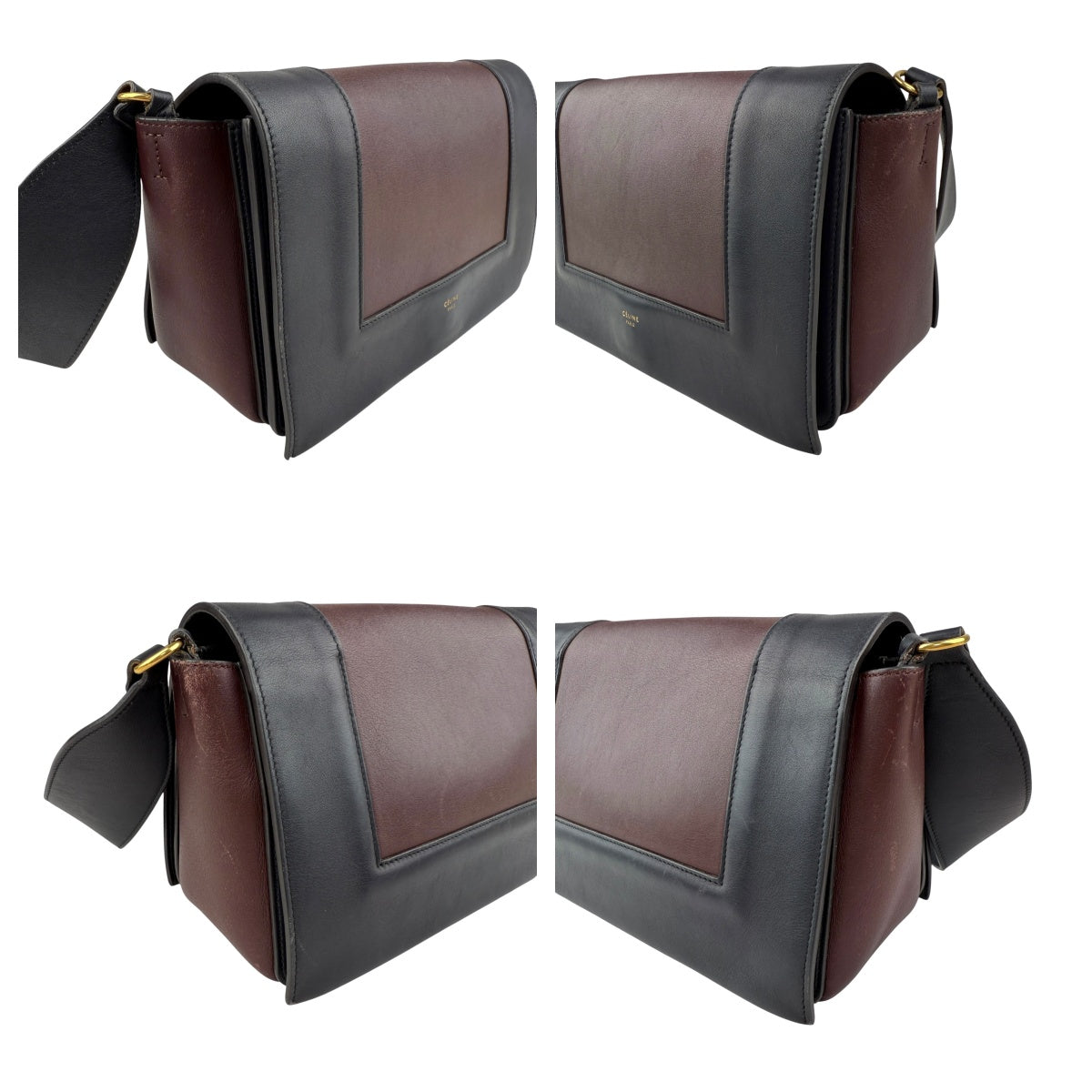 Pre-owned celine frame leather crossbody bag front